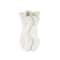 White Ceramic Abstract Ribbed Dimensional Wavy Vase with Floral Shaped Rim